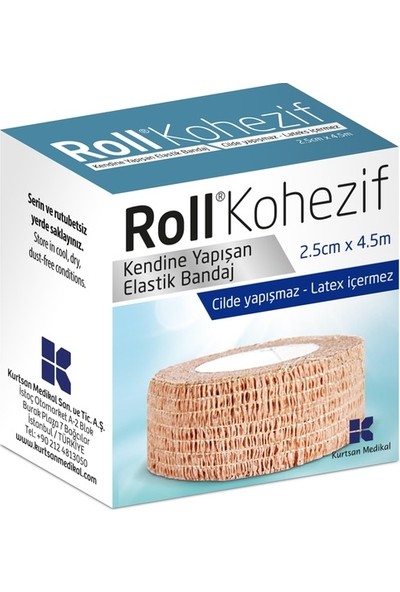 Roll Kohezif Koban Kendinden Yapışkanlı Bandaj 2.5cm x 4.5 M