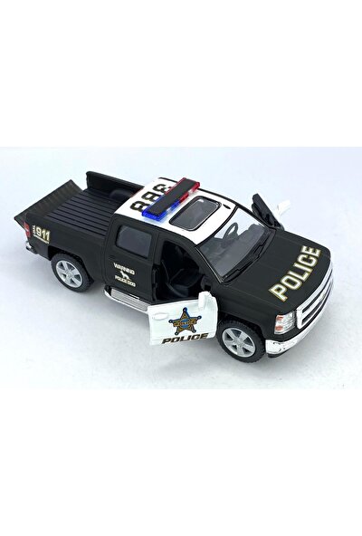 Kinsmart 2014 Chevrolet Silverado Polis Çek Bırak 5inch. Lisanslı Model Araba, Oyuncak Araba 1:46