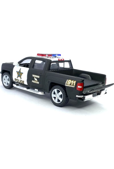 Kinsmart 2014 Chevrolet Silverado Polis Çek Bırak 5inch. Lisanslı Model Araba, Oyuncak Araba 1:46
