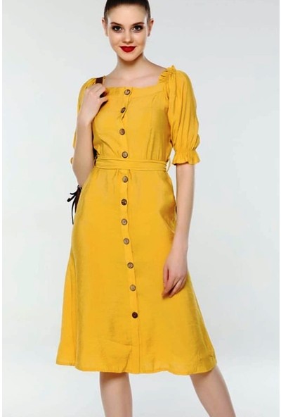 New Favori Collection New Favori Kadın Keten Elbise 01 M202122
