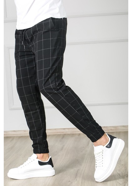 Ekoseli Siyah Jogger MAD4081 modelleri