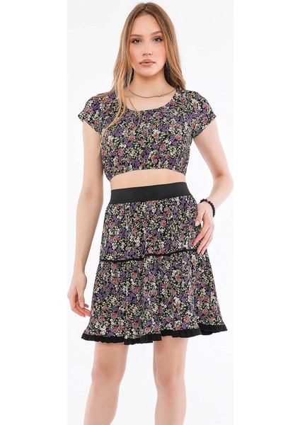 Alexandergardı Desenli Crop Top (B21-31100)