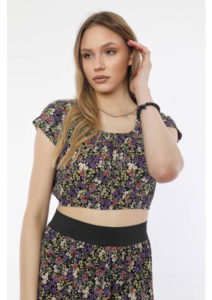 Alexandergardı Desenli Crop Top (B21-31100)