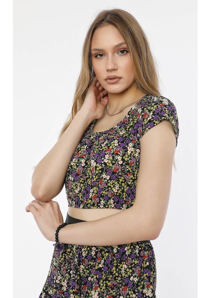 Alexandergardı Desenli Crop Top (B21-31100)