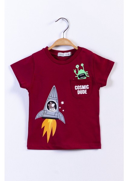 Toontoy Erkek Çocuk Cep Detaylı Baskılı Tişört