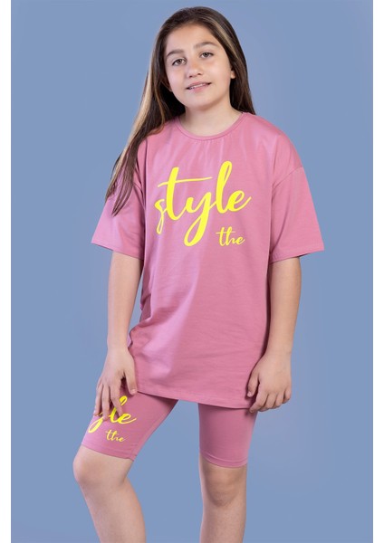 Toontoy Kız Çocuk Baskılı Taytlı Takım