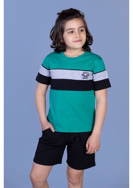 Toontoy Erkek Çocuk Garni Detaylı Nakışlı Takım