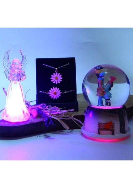 Kolye Papatya Bileklik Altın Kaplama Özel Kutulu & Melek Biblo Işıklı Kar Küresi Işıklı Müzikli Set Hediye fiyatları