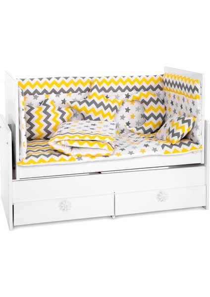 Sarı Gri Zigzag-Sarı Yıldız Bebek Uyku SETI 70X130(7PARÇA)