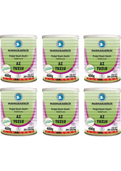 Az Tuzlu Salamura Siyah Zeytin Teneke (S) 400 gr - 6'lı