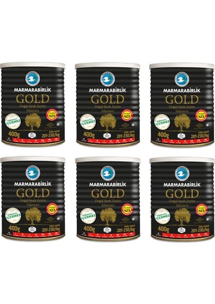 Salamura Siyah Zeytin Teneke Gold (Xl) 400 gr - 6'lı