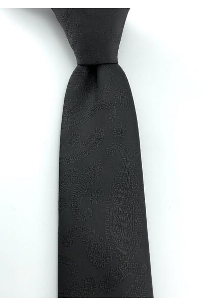 Siyah Şal Desen Slim Kravat