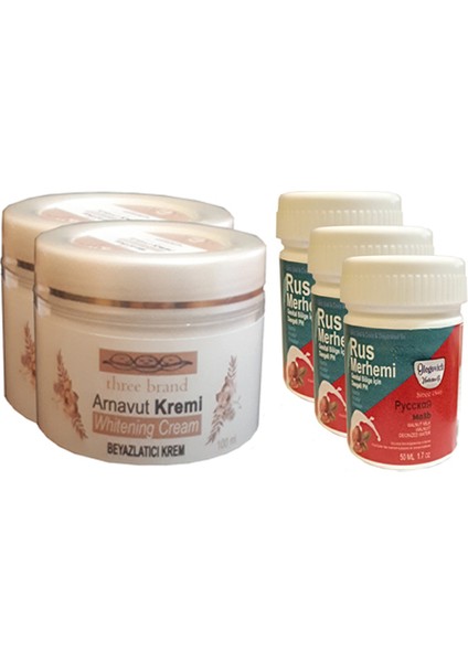 Whitening Cream 100 ml Arnavut Kremi 2 Adet + Rus Merhemi Genital Bölge Kremi 50 ml 3 Adet