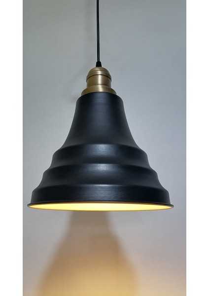 Retro Siyah Içi Gold Tekli Metal Sarkıt ÇAP:23CM