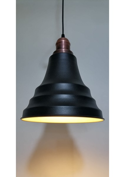 vintage,rustik,retro mutfak,oda,cafe,oteller için siyah 1xe27 metal sarkıt avize çap:23cm