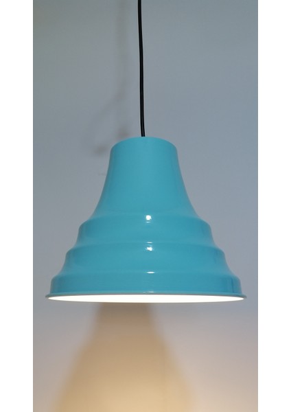 Retro,vintage mutfak,oda,cafeler için1xe27 turkuaz tekli metal sarkıt avize çap:23cm