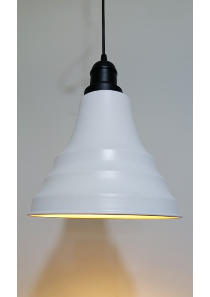 vintage,rustik otel,cafe,mutfak,odalar için beyaz 1xe27 metal sarkıt avize çap:23cm