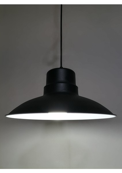 Retro mutfak,oda,cafeler için Siyah Tekli Metal Sarkıt avize Çap:30CM
