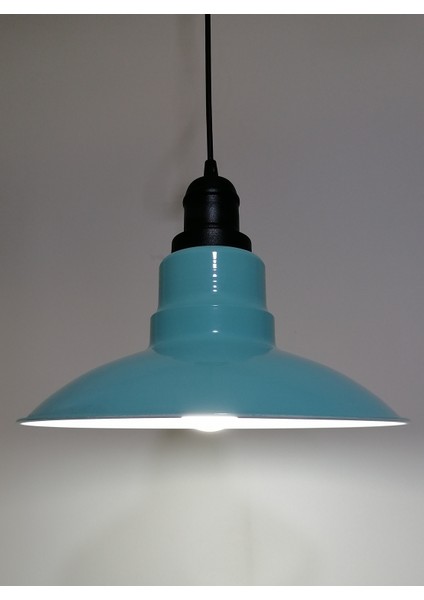 vintage,retro,modern mutfak,oda,cafe,oteller için turkuaz 1xe27 metal sarkıt avize çap:30cm