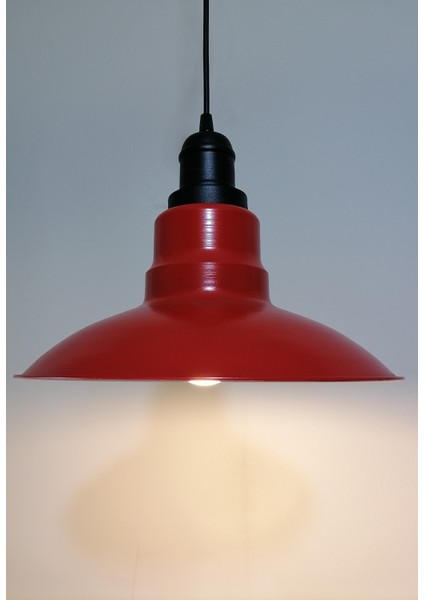 retro,modern,vintage mutfk,oda,otel,cafeler için kırmızı 1xe27 metal sarkıt avize çap:30cm