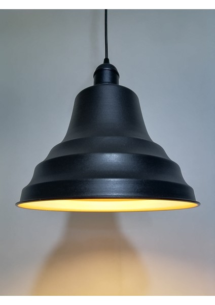 retro,vintage mutfak,oda,cafe,oteller için siyah 1xe27 metal sarkıt avize çap:27cm