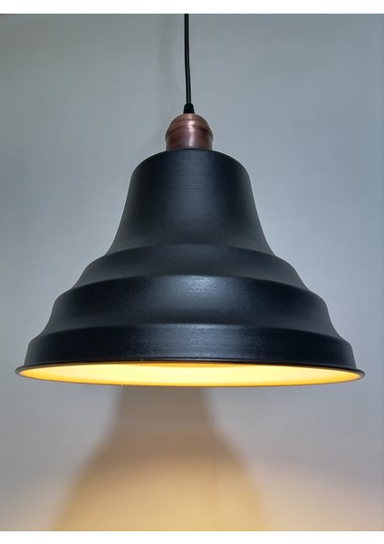 retro,vintage mutfak,oda,cafe,oteller için siyah 1xe27 metal sarkıt avize çap:30cm