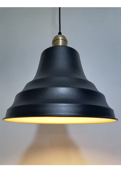 retro,vintage mutfak,oda,cafe,oteller için siyah 1xe27 metal sarkıt avize çap:27cm