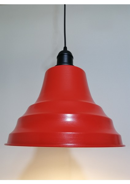 retro,vintage mutfak,oda,cafe,oteller için kırmızı 1xe27 metal sarkıt avize çap:27cm