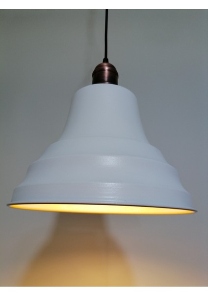 retro,vintage mutfak,oda,cafe,oteller için beyaz 1xe27 metal sarkıt avize çap:27cm