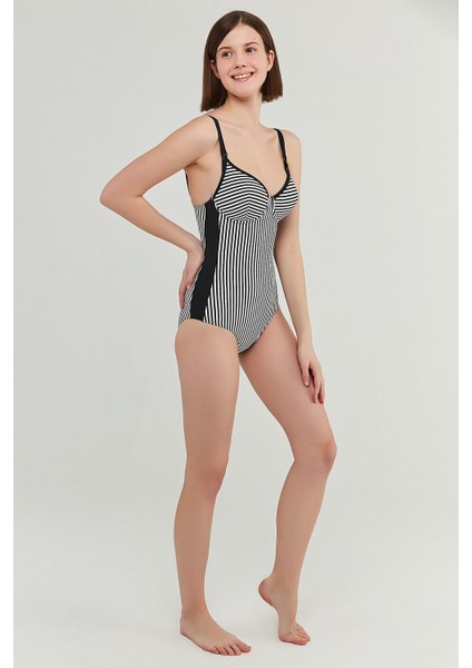 Siyah Beyaz Çizgili Basic Mama Mayo