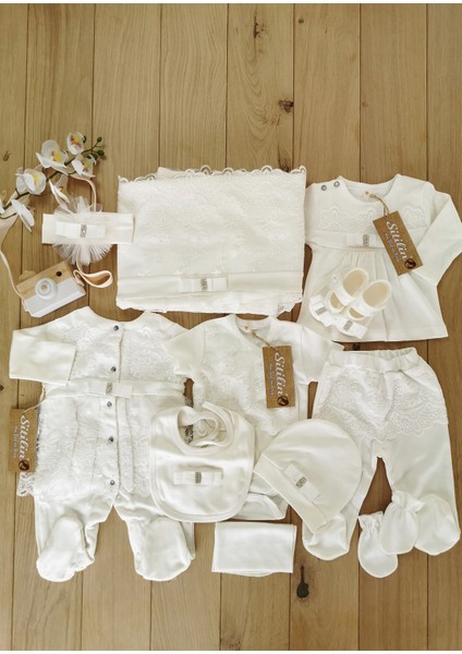 Kız Bebek Fransız Dantelli Lüks 10 Lu Hastane Çıkışı Defne Sabunlu Yenidoğan Set indirimleri