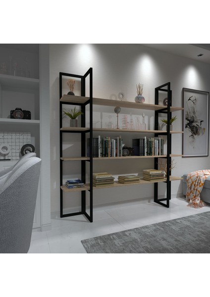 Dekoratif Ahşap ve Metal Kitaplık Çok Amaçlı Raf modelleri