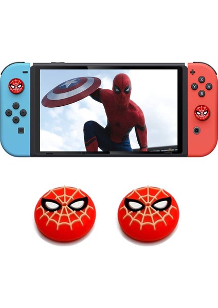 Nintendo Switch 2 Adet Spiderman Kabartma Desenli Analog Başlığı