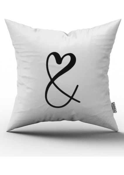 Çift Tarafı Baskılı & Işareti Dijital Baskılı Kırlent Kılıfı - Beyaz-Ct