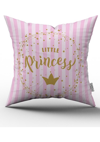 Çift Tarafı Baskılı Kız Bebek Princess Dijital Baskılı Kırlent Kılıfı - Pembe-Ct