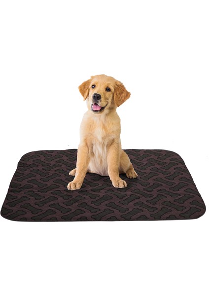5 Katlı Yıkanabilir Emici Köpek Pedi Kahve Kemik Baskılı