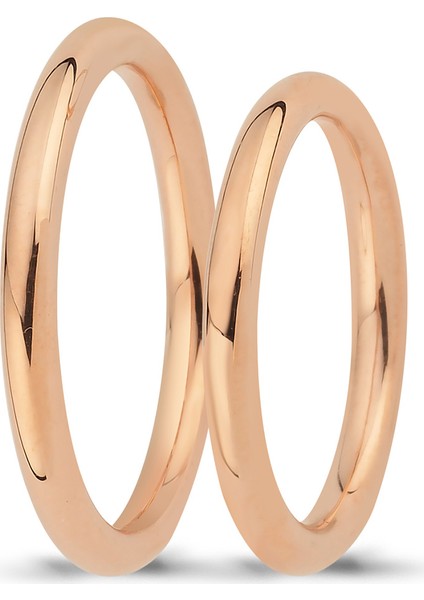 Pembe Altın Çift Alyans 2,40MM