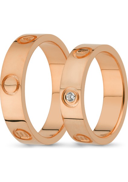 Pembe Altın Çift Alyans 5mm