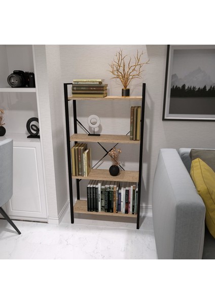 Dekoratif Kitaplık Ahşap Çok Amaçlı Raf Mini Kitaplık Siyah