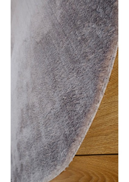 Tavsan Kaymaz Taban Gri Post Peluş Oval Halı