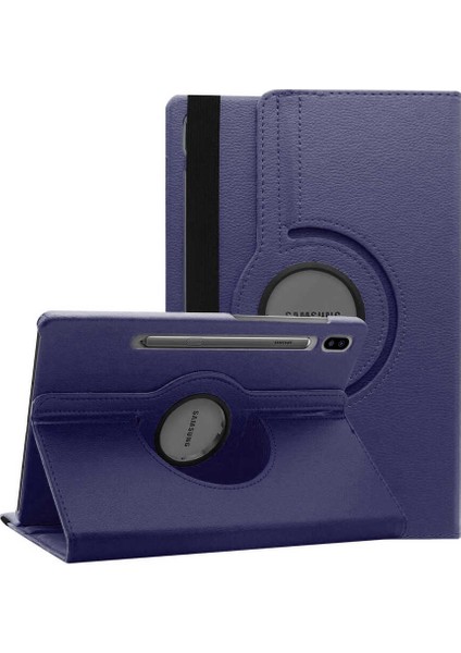Samsung Galaxy T870 Kılıf (Tab S7) Standlı Pu-Leather Desing Tablet Kılıfı Lacivert