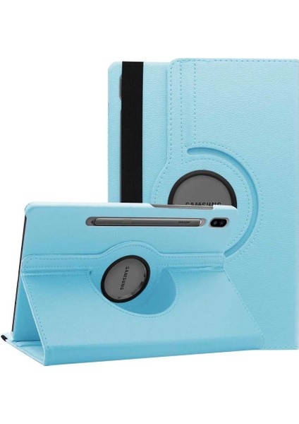 Samsung Galaxy T870 Kılıf (Tab S7) Standlı Pu-Leather Desing Tablet Kılıfı Mavi