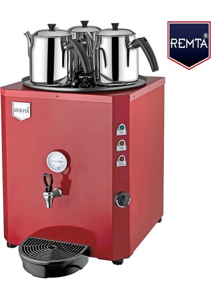 3 Demlikli Jumbo Çay Makinası 40 Lt. Kırmızı