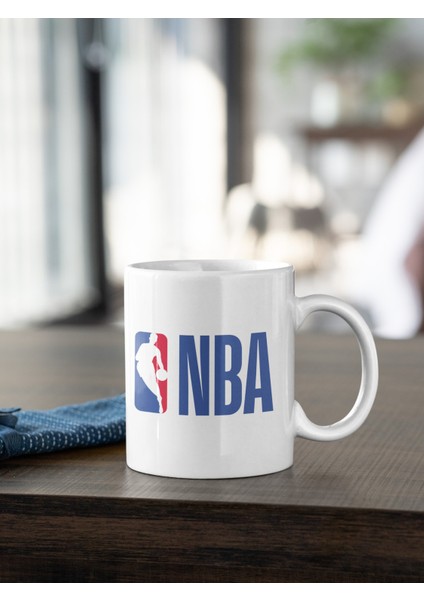 Nba Abd Basketbol Ligi Logo Baskılı Kupa Beyaz Porselen Mug