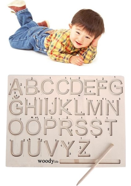 Ahşap Harfleri Yazma Öğrenme Eğitici Montessori Oyuncak