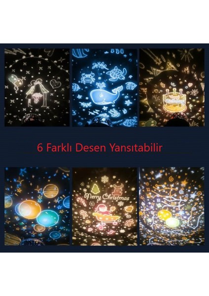 Hediye Sahibi Dönen ve Renkli Star Master Projeksiyon Gece Lambası fırsatları