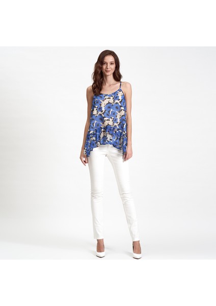 Jeans Askılı Şifon Kadın Bluz