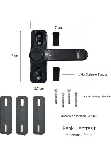 5 Adet Pvc Pencere Çocuk Emniyet Hırsız Güvenlik Kilidi Düğmeli Antrasit Gri fiyatları