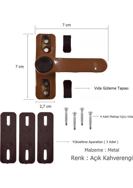 5 Adet Pvc Pencere Çocuk Emniyet Hırsız Güvenlik Kilidi Düğmeli Açık Kahverengi