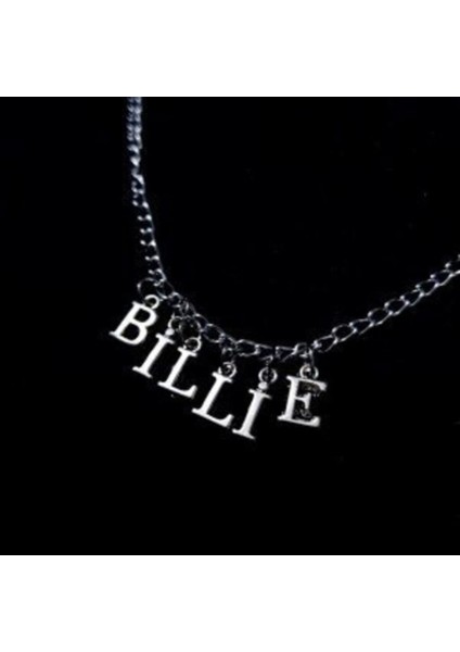 AlpCollection Gri Billie Yazılı Harfli 45 cm Zincirli Hediyelik Bayan Kolye